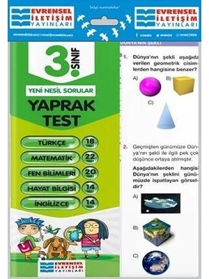 EVRENSEL İLETİŞİM  YAYINLARI 3 SINIF TÜM DERSLER YAPRAK  TEST