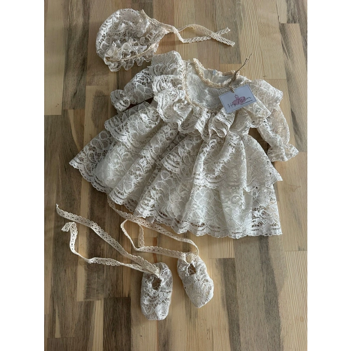 DANTEL DETAYLI VİNTAGE ELBİSE TAKIMI