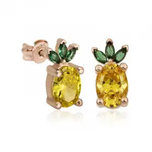 ​gümüş Ananas Figür Meyve Çivi Küpe