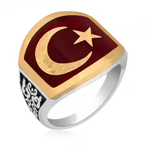 ​gümüş Ay Yıldız Erkek Yüzük