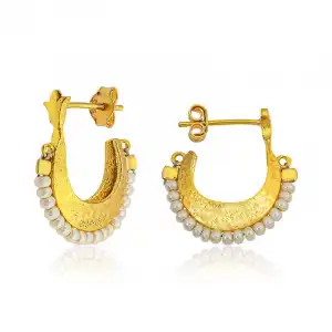 ​gümüş Beyaz Taşlı Bohem Çivili Küpe