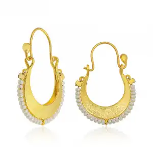 ​gümüş Beyaz Taşlı Bohem Küpe