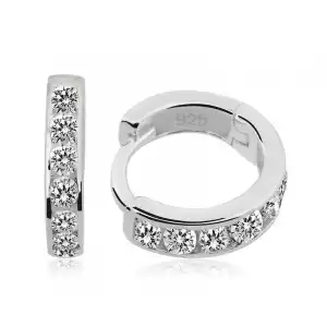 ​gümüş Beyaz Taşlı Halka Küpe