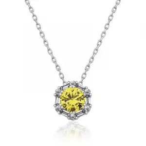 ​​gümüş Buğday Sarısı Baget Taşlı Bayan Kolye