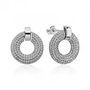 ​gümüş Çok Taşlı Daire Bayan Küpe