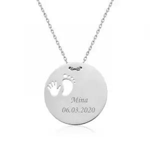 ​gümüş El Ayak İzi Yeni Doğan Kolye