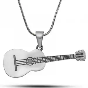 gümüş Gitar Kolye