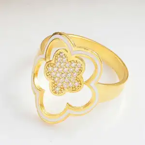 ​gümüş Gold Çiçek Desenli Kadın Yüzük