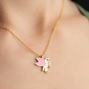 gümüş Gold Kanatlı At Kolye