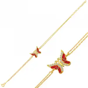 ​gümüş Gold Mineli Kelebek Bayan Bileklik