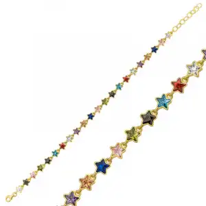 ​gümüş Gold Renkli Yıldız Bayan Bileklik