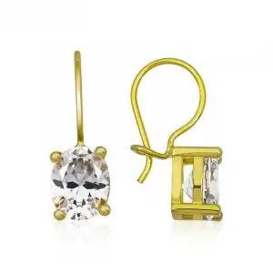 ​gümüş Gold Sallantılı Oval Damla Küpe