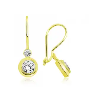 ​gümüş Gold Sallantılı Tek Taş Küpe