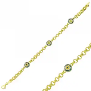 ​gümüş Gold Sosyete Gözlü Zincir Bileklik