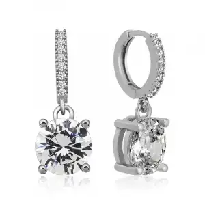 ​gümüş Halka Tek Taş Küpe