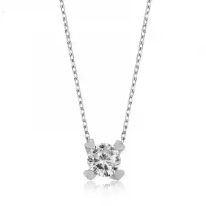 ​gümüş Kalpli Tek Taş Bayan Kolye