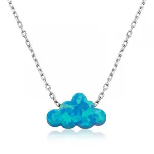​gümüş Mavi Opal Taş Bulut Bayan Kolye
