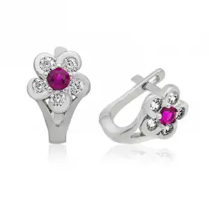 ​gümüş Pembe Çiçek Çocuk Küpesi