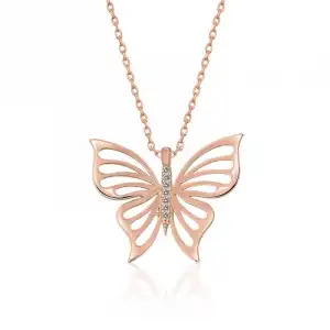 ​gümüş Rose Bahar Kelebeği Bayan Kolye
