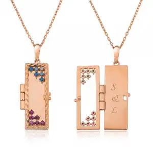 ​gümüş Rose Kapaklı Kişiye Özel Kolye