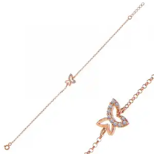 ​gümüş Rose Kelebek Kadın Bileklik