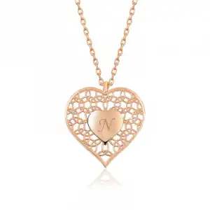 ​gümüş Rose Kişiye Özel Kalbin İçinde Kalp Bayan Kolye