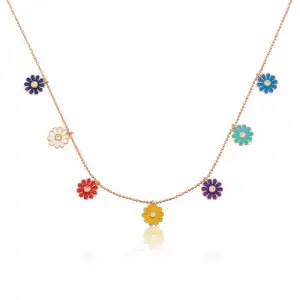 ​gümüş Rose Renkli Papatyalar Kolye