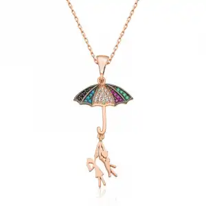 ​gümüş Şemsiye Tutan Aşıklar Kolye