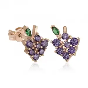 ​gümüş Üzüm Figürlü Meyve Çivi Küpe