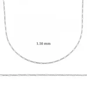 1.50 Mm Gümüş Figaro Zincir - 0.40 Mikron