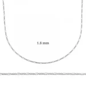 1.8 Mm Gümüş Figaro Zincir - 0.50 Mikron