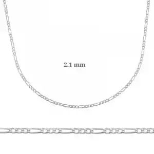 2.10 Mm Gümüş Figaro Zincir - 0.60 Mikron