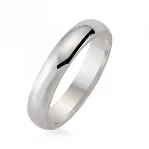 4 Mm Düz Bombeli Gümüş Alyans