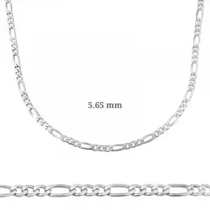 5.65 Mm Gümüş Figaro Zincir - 160 Mikron