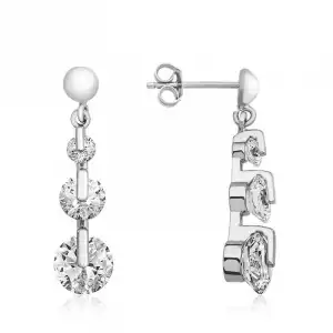 Gümüş 3 Taş Tria Çivili Küpe