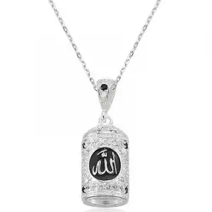 Gümüş Allah Yazılı Cevşen Duası Kadın Kolye