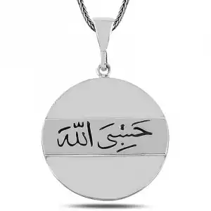 Gümüş Arapça Hasbiyallah Yazılı Kolye