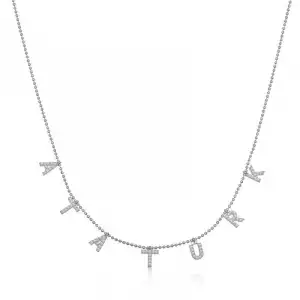 Gümüş Atatürk Yazılı Bayan Kolye