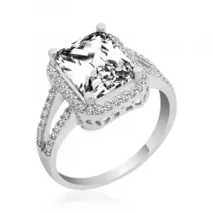 Gümüş Baget Kare Bayan Yüzük