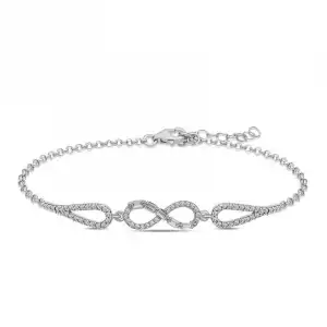 Gümüş Baget Taşlı Sonsuzluk Bileklik