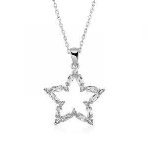 Gümüş Baget Taşlı Yıldız Kolye