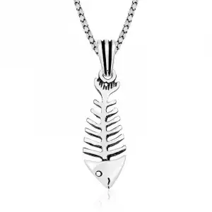 Gümüş Balık İskeleti Kolye