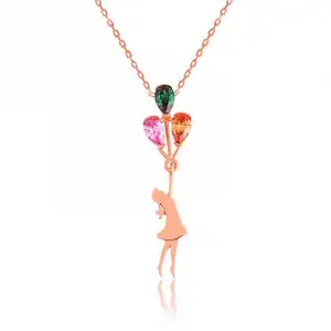 Gümüş Balon Tutan Kız Bayan Kolyesi