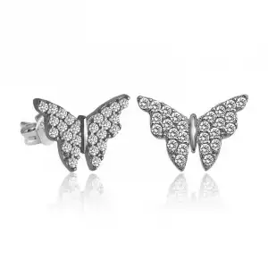 Gümüş Beyaz Kelebek Küpe