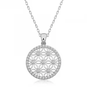 Gümüş Beyaz Taşlı Yaşam Çiçeği Kadın Kolye