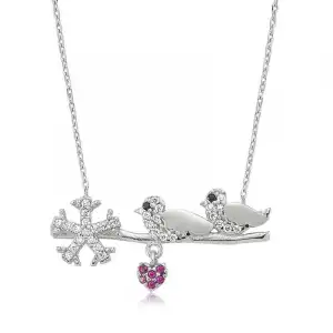 Gümüş Çalı Kuşu Bayan Kolye