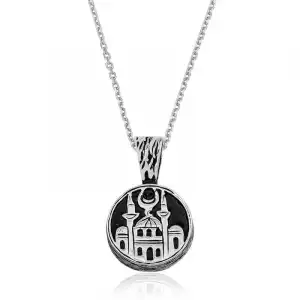 Gümüş Cami Desenli Cevşen Kolye