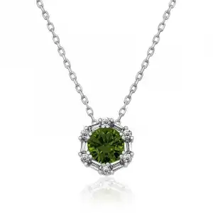 Gümüş Ceviz Yeşili Baget Taşlı Bayan Kolye