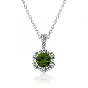 Gümüş Ceviz Yeşili Baget Taşlı Bayan Kolye