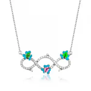 Gümüş Çiçekli Sonsuzluk Bayan Kolye